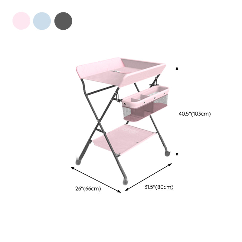 Flat Top Baby Changing Table Folding Changing Table with Safety Rails