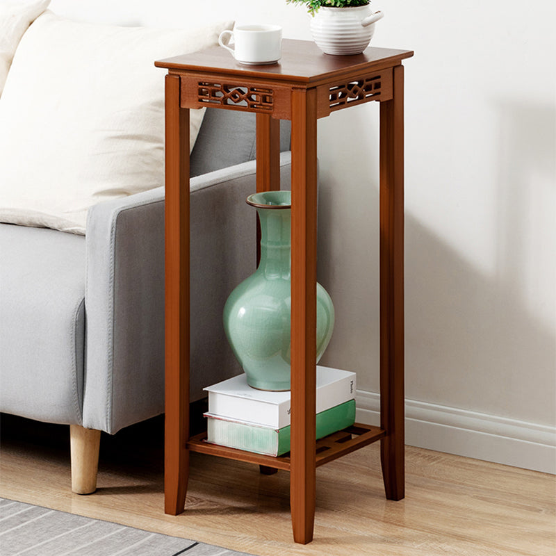 Contemporary 4 Legs Side Table Wood Side End Snack Table with Shelf