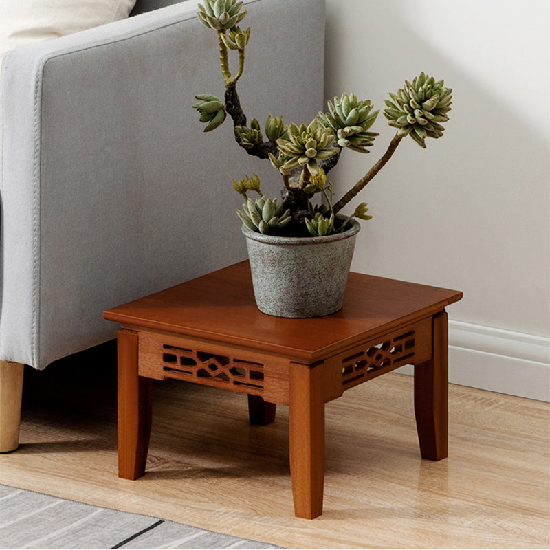 Contemporary 4 Legs Side Table Wood Side End Snack Table with Shelf