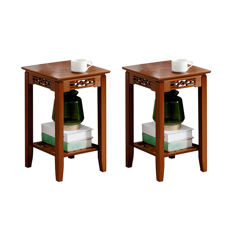 Contemporary 4 Legs Side Table Wood Side End Snack Table with Shelf