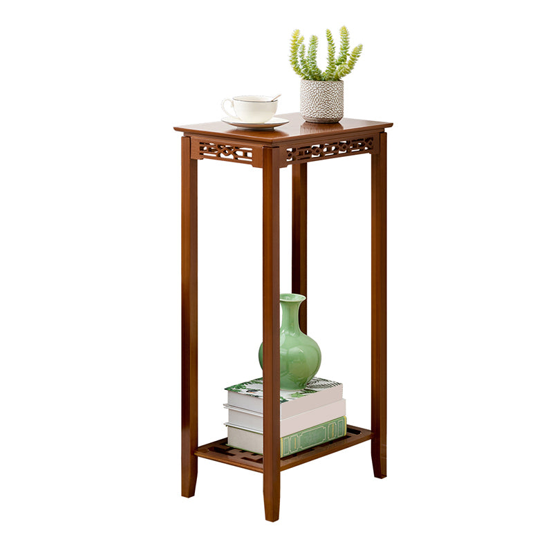 Contemporary 4 Legs Side Table Wood Side End Snack Table with Shelf