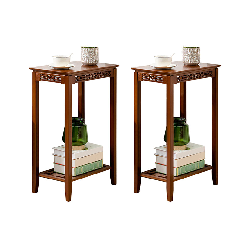 Contemporary 4 Legs Side Table Wood Side End Snack Table with Shelf