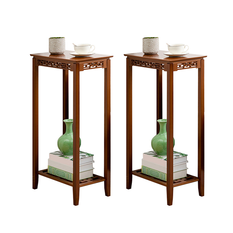 Contemporary 4 Legs Side Table Wood Side End Snack Table with Shelf