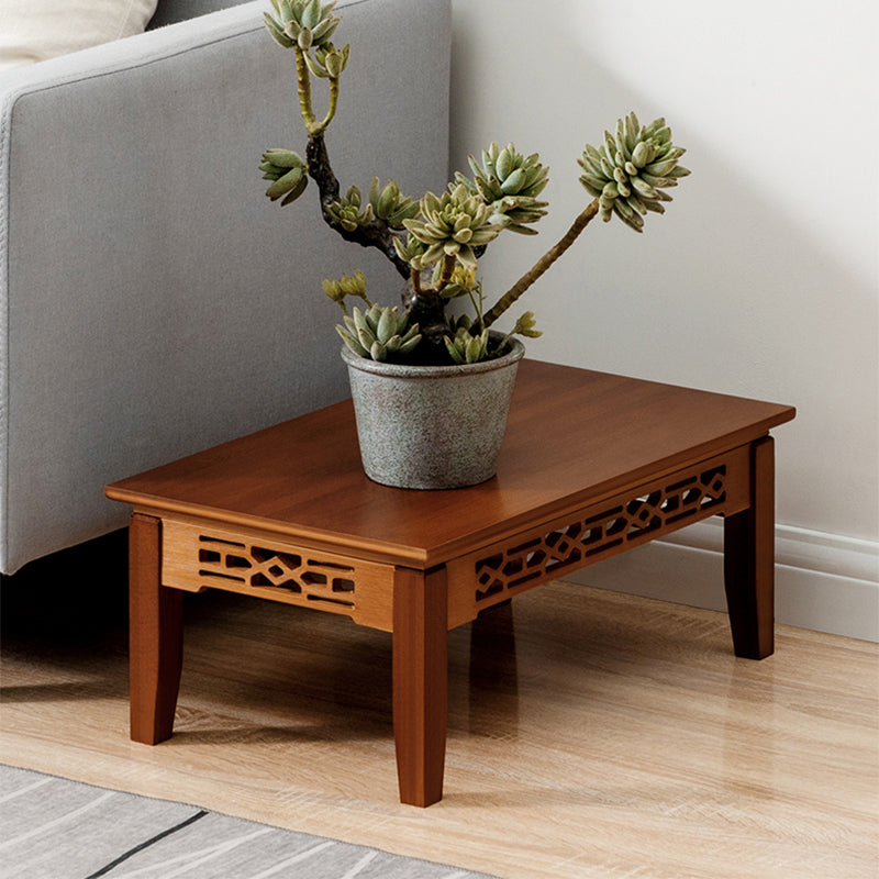 Contemporary 4 Legs Side Table Wood Side End Snack Table with Shelf