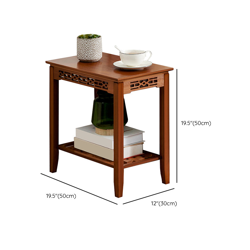 Contemporary 4 Legs Side Table Wood Side End Snack Table with Shelf