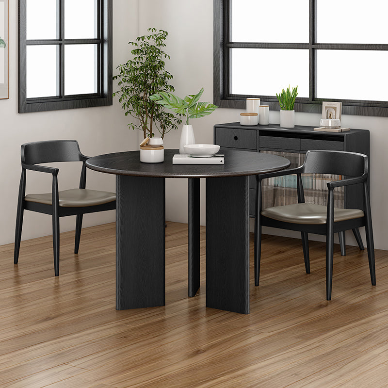 Modern Round Dining Table Wooden Black Dinner Table for Dining Room