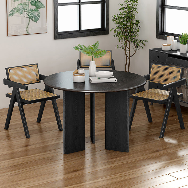 Modern Round Dining Table Wooden Black Dinner Table for Dining Room