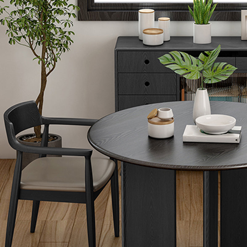 Modern Round Dining Table Wooden Black Dinner Table for Dining Room