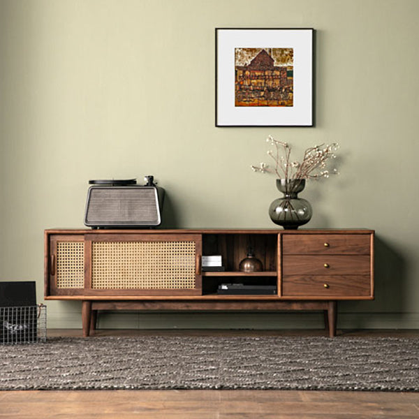 Glam TV Stand Console Solid Wood TV Media Stand with Drawers