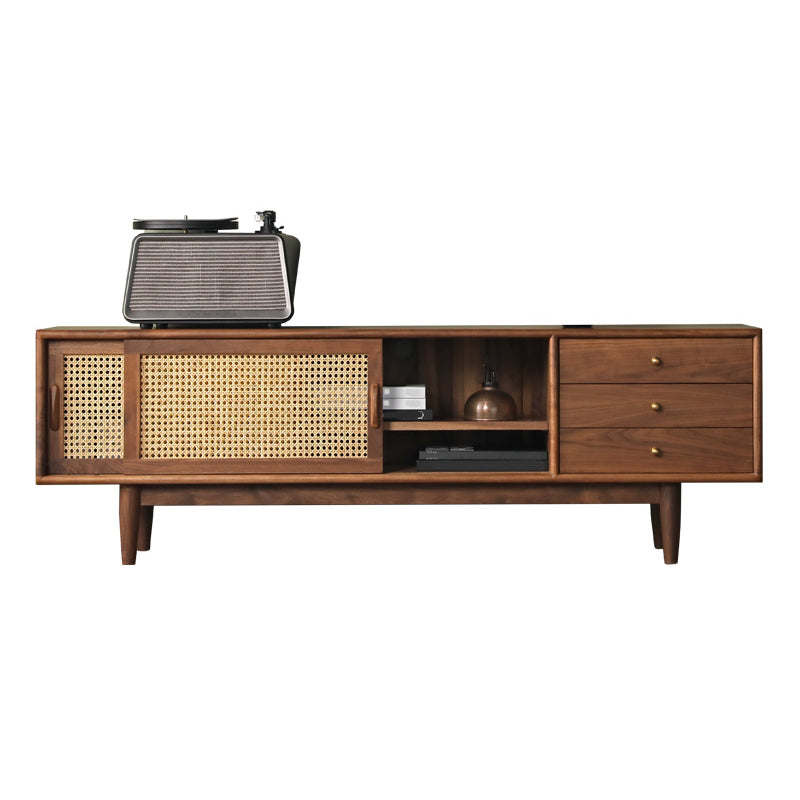 Glam TV Stand Console Solid Wood TV Media Stand with Drawers