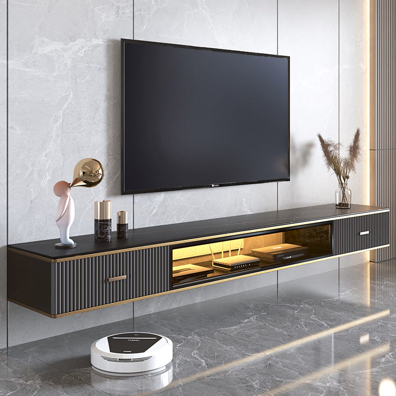 Glam TV Media Stand Wall Mounted TV Media Console with 2 Drawers