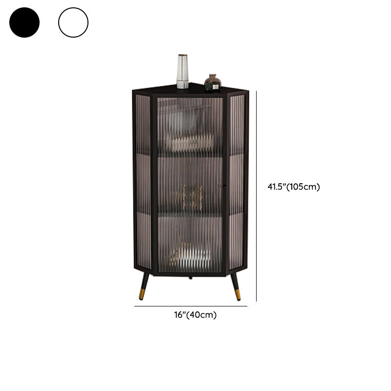 Modern Metal Curio Cabinet Glass Doors Display Cabinet for Dining Room