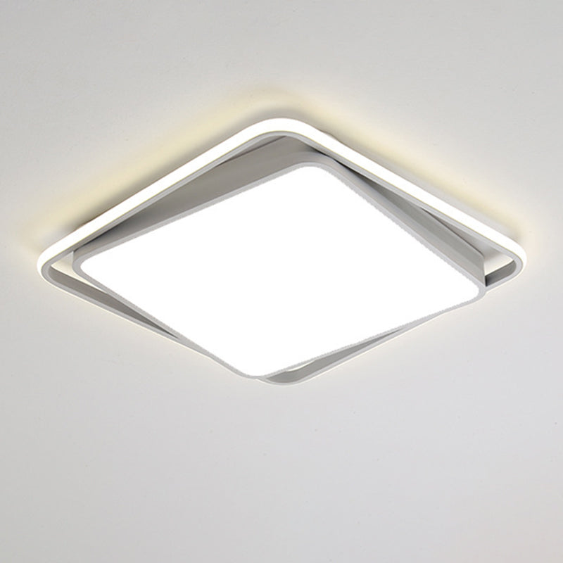 Modern White Flush Mount Lighting Geometric LED Ceiling Light for Living Room