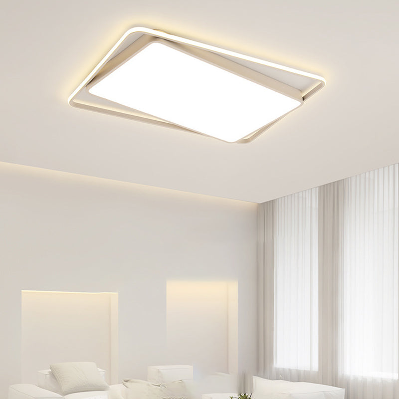 Modern White Flush Mount Lighting Geometric LED Ceiling Light for Living Room