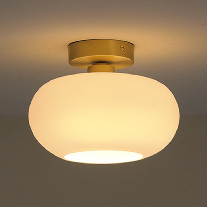 Contemporary Ceiling Light White Glass Shaded Flush Mount Lighting for Foyer