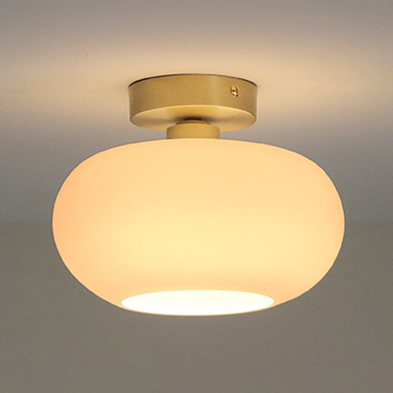 Contemporary Ceiling Light White Glass Shaded Flush Mount Lighting for Foyer