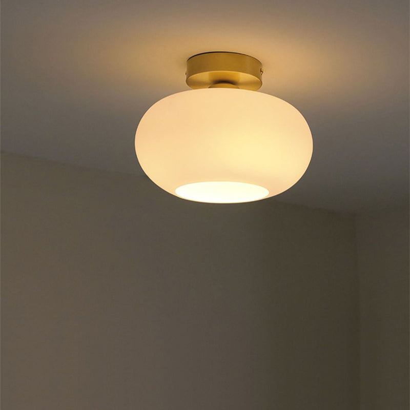 Contemporary Ceiling Light White Glass Shaded Flush Mount Lighting for Foyer