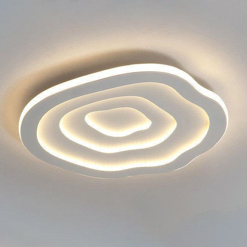 Single Modern White Flush Mount Lighting Unique LED Acrylic Ceiling Light