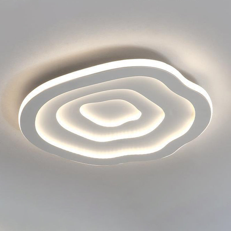 Single Modern White Flush Mount Lighting Unique LED Acrylic Ceiling Light