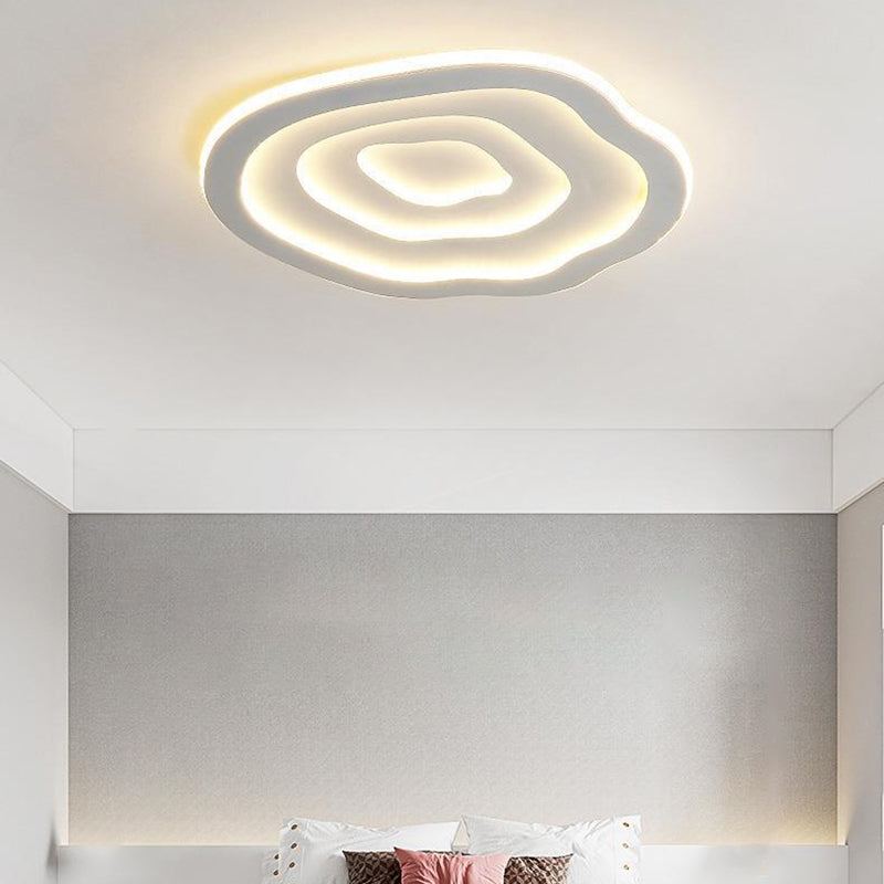 Single Modern White Flush Mount Lighting Unique LED Acrylic Ceiling Light