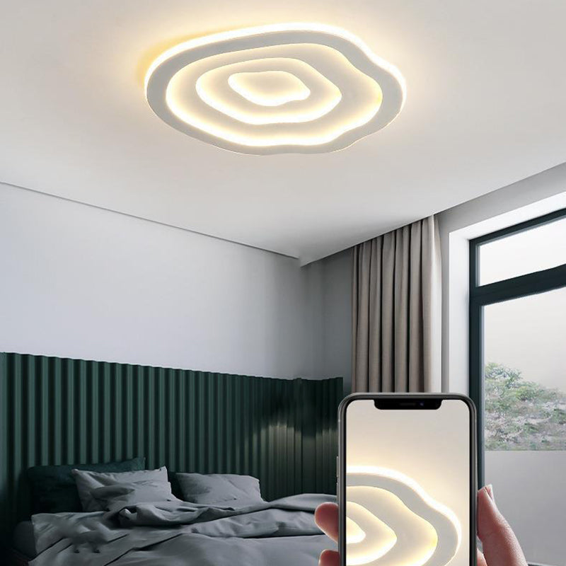 Single Modern White Flush Mount Lighting Unique LED Acrylic Ceiling Light