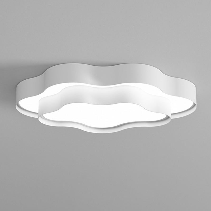 Contemporary Flush Mount 2-Tier Ceiling Mounted Fixture in White for Bedroom