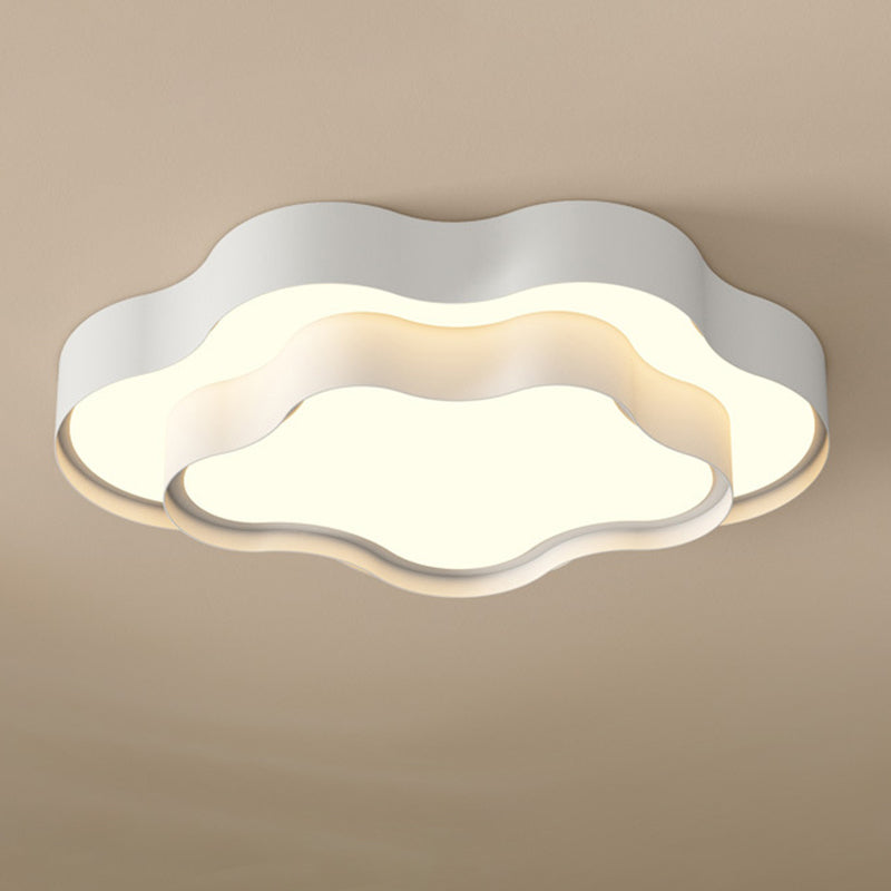 Contemporary Flush Mount 2-Tier Ceiling Mounted Fixture in White for Bedroom