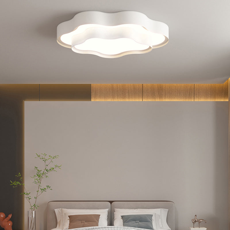 Contemporary Flush Mount 2-Tier Ceiling Mounted Fixture in White for Bedroom