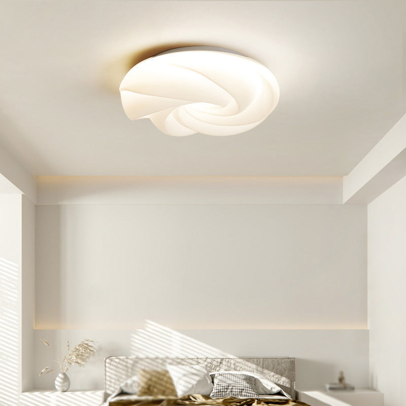 White Shaded Acrylic Ceiling Light Contemporary LED Flush Mount Lighting for Hallway