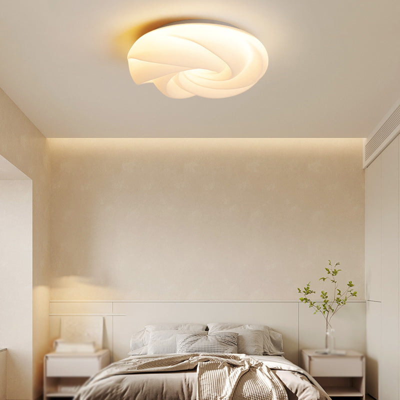 White Shaded Acrylic Ceiling Light Contemporary LED Flush Mount Lighting for Hallway