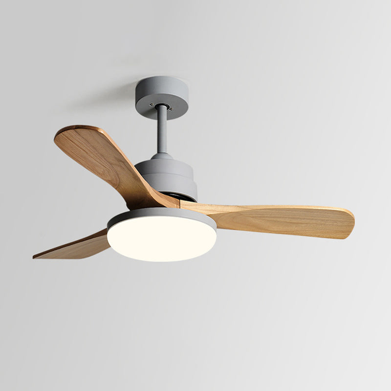 Nordic Style LED Ceiling Fan 3-Blade Fan Lighting with Wood for Dining Room