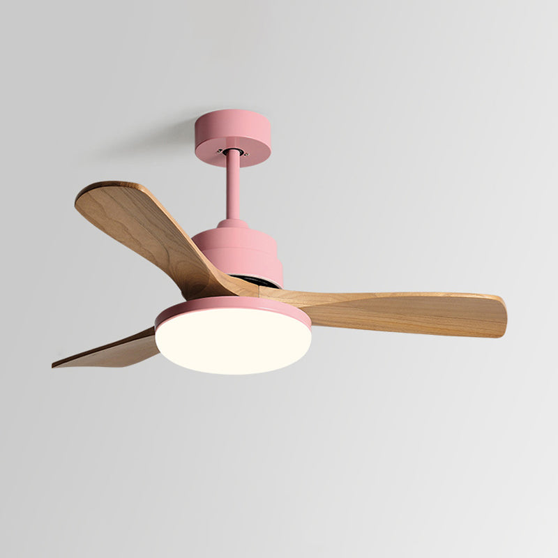 Nordic Style LED Ceiling Fan 3-Blade Fan Lighting with Wood for Dining Room