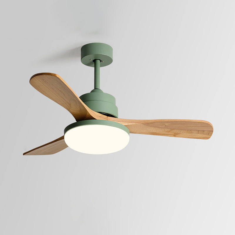 Nordic Style LED Ceiling Fan 3-Blade Fan Lighting with Wood for Dining Room