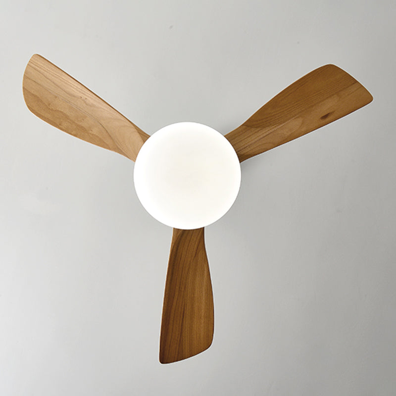 Nordic Style LED Ceiling Fan 3-Blade Fan Lighting with Wood for Dining Room