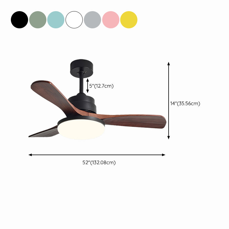 Nordic Style LED Ceiling Fan 3-Blade Fan Lighting with Wood for Dining Room