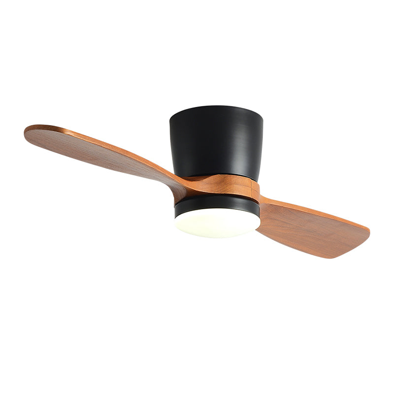 Nordic Style LED Ceiling Fan 2-Blade Fan Lighting with Wood for Restaurant