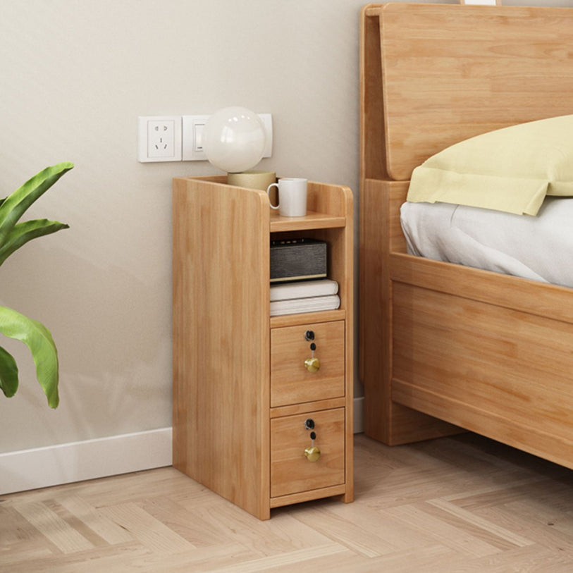 Modern Open Storage Bed Nightstand Drawers Included Rubber Wood Night Table for Bedroom