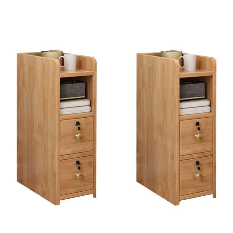 Modern Open Storage Bed Nightstand Drawers Included Rubber Wood Night Table for Bedroom