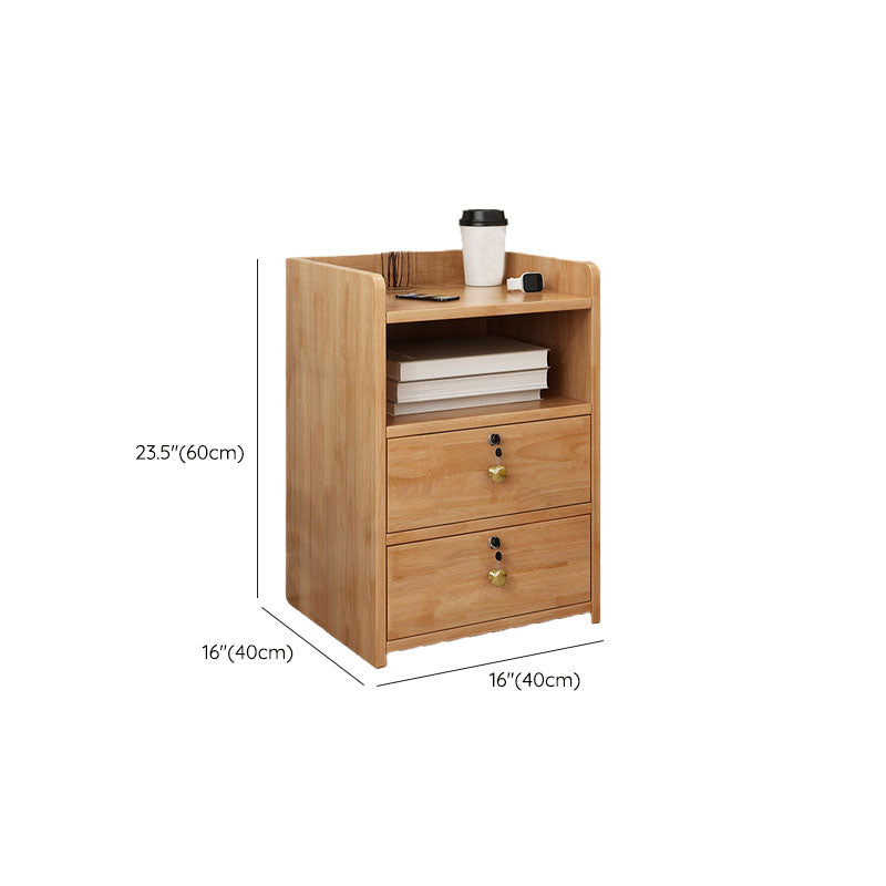 Modern Open Storage Bed Nightstand Drawers Included Rubber Wood Night Table for Bedroom