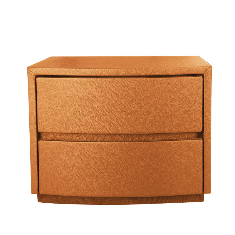 Modern Accent Table Nightstand Leather Bedside Cabinet for Bedroom