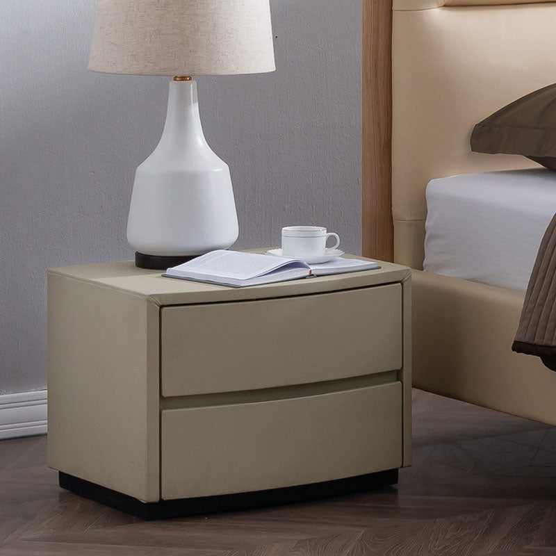 Modern Accent Table Nightstand Leather Bedside Cabinet for Bedroom