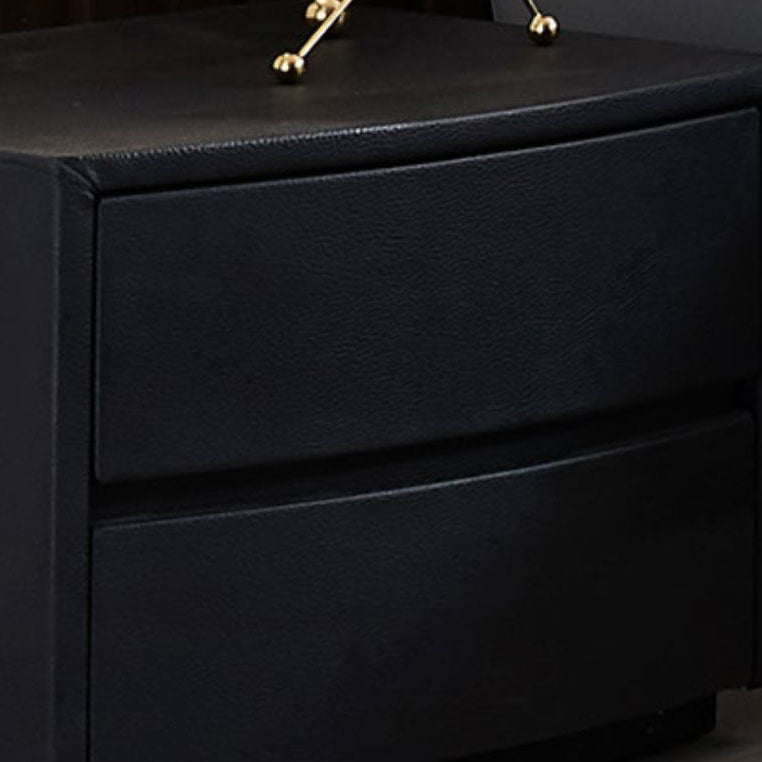 Modern Accent Table Nightstand Leather Bedside Cabinet for Bedroom