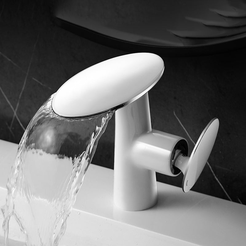 Modern Faucet Waterfall Spout Single Hole Lever Handle Bathroom Faucet