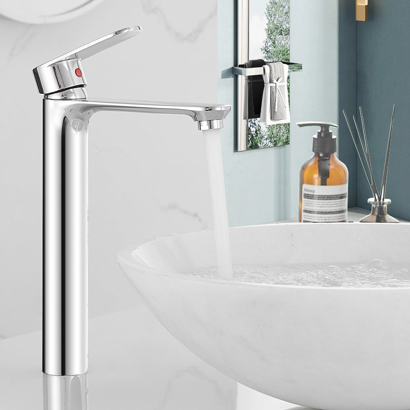Bathroom Sink Faucet Lever Handle Brass Solid Color Washroom Faucet