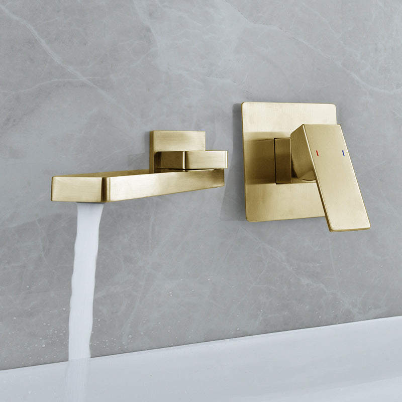 Light Luxury Wall Mounted Bathroom Faucet Lever Handle Sink Faucet