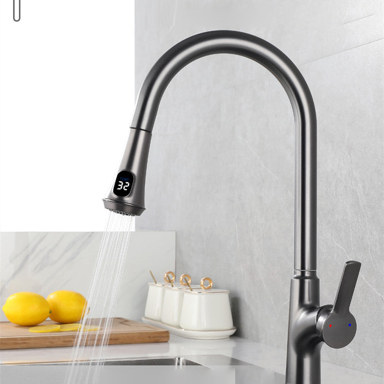 Contemporary Single Handle Kitchen Faucet Pull-down Desk-mounted Faucet