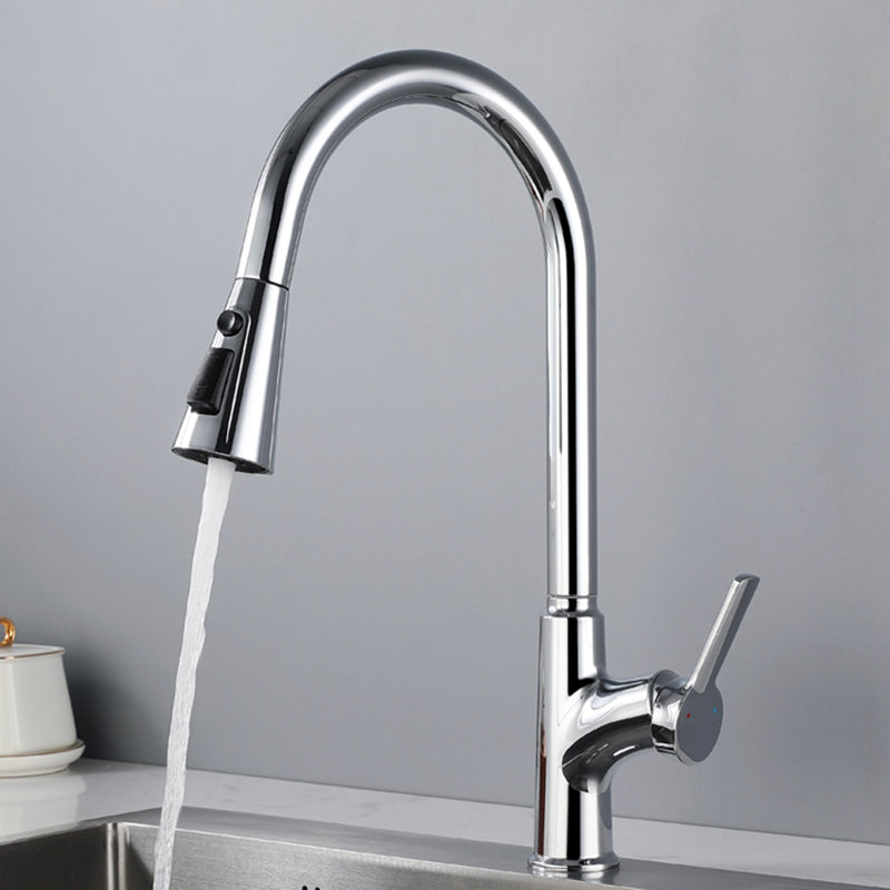 Contemporary Single Handle Kitchen Faucet Pull-down Desk-mounted Faucet