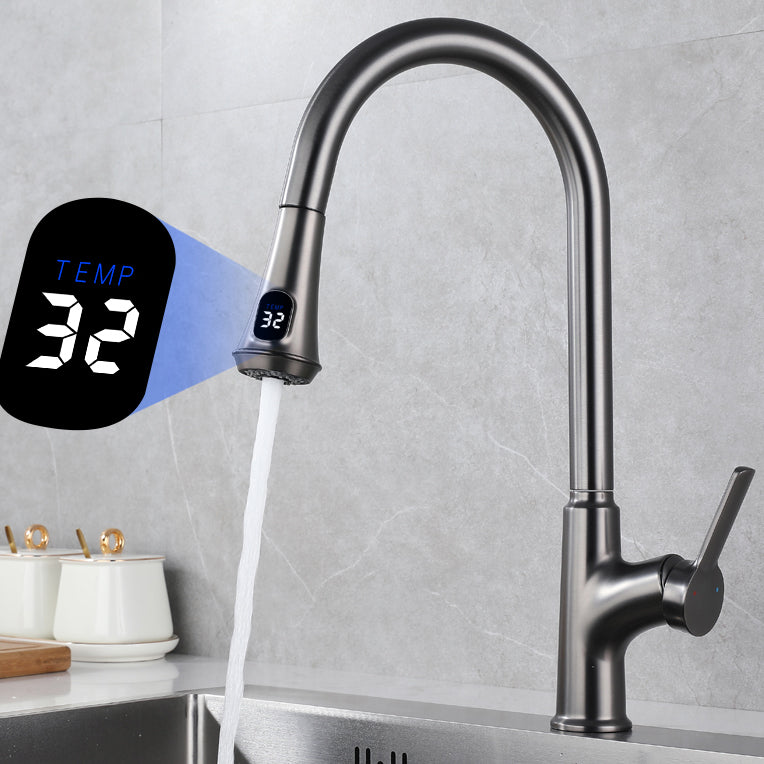 Contemporary Single Handle Kitchen Faucet Pull-down Desk-mounted Faucet