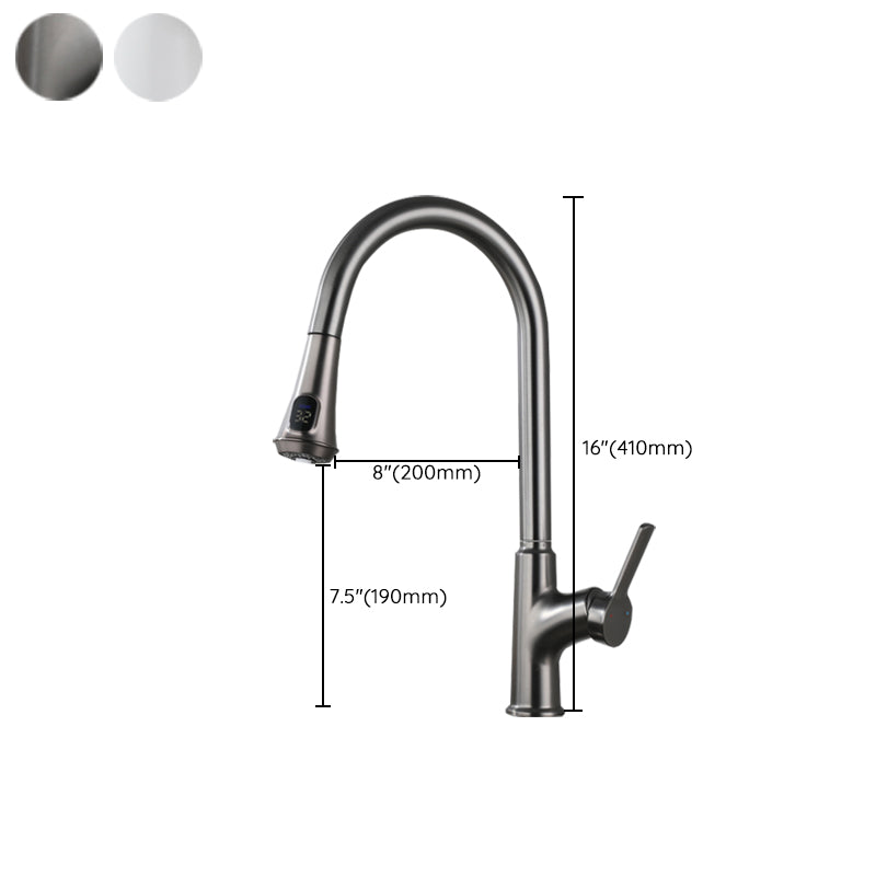 Contemporary Single Handle Kitchen Faucet Pull-down Desk-mounted Faucet