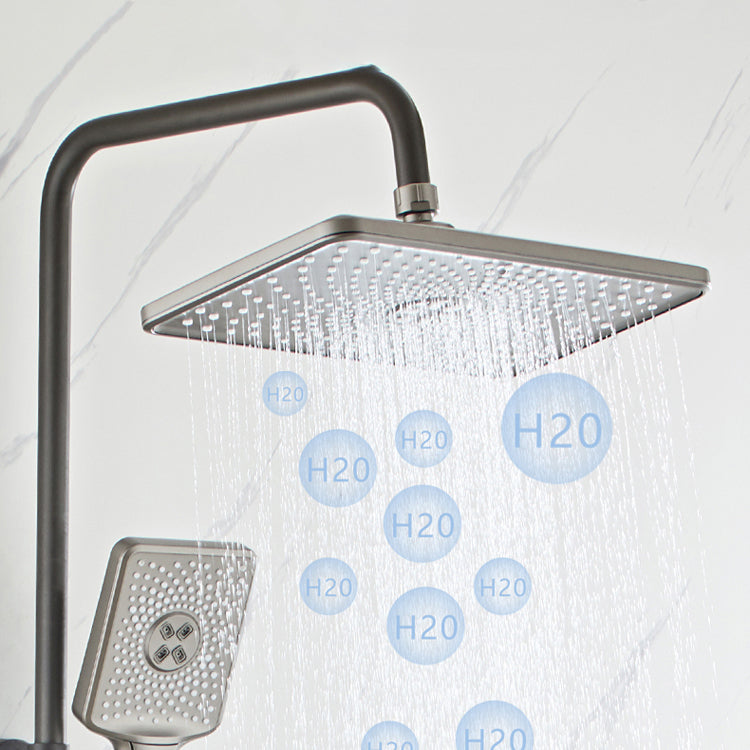 Grey Shower System Square Handheld Shower Head Wall Mounted Rain Shower System